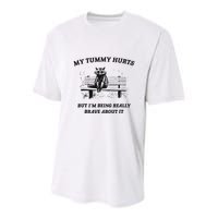 My Tummy Hurts But IM Being Brave About It Youth Performance Sprint T-Shirt