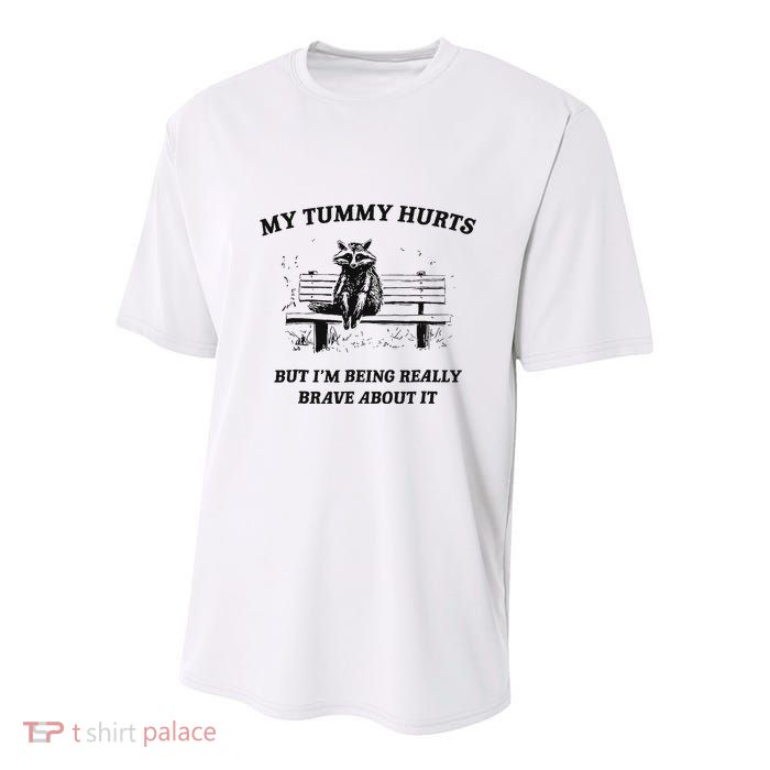 My Tummy Hurts But IM Being Brave About It Youth Performance Sprint T-Shirt
