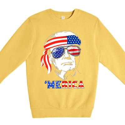 Merica Trump Happy 4th Of July Trump American Flag Gift Premium Crewneck Sweatshirt