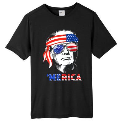 Merica Trump Happy 4th Of July Trump American Flag Gift Tall Fusion ChromaSoft Performance T-Shirt