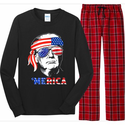 Merica Trump Happy 4th Of July Trump American Flag Gift Long Sleeve Pajama Set