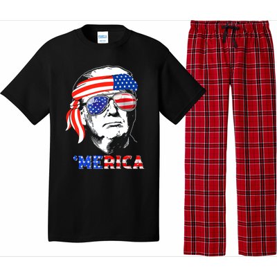 Merica Trump Happy 4th Of July Trump American Flag Gift Pajama Set