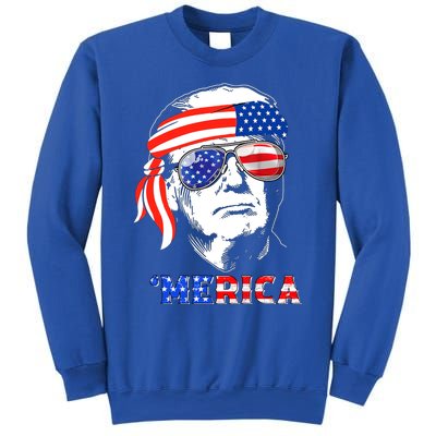 Merica Trump Happy 4th Of July Trump American Flag Gift Sweatshirt