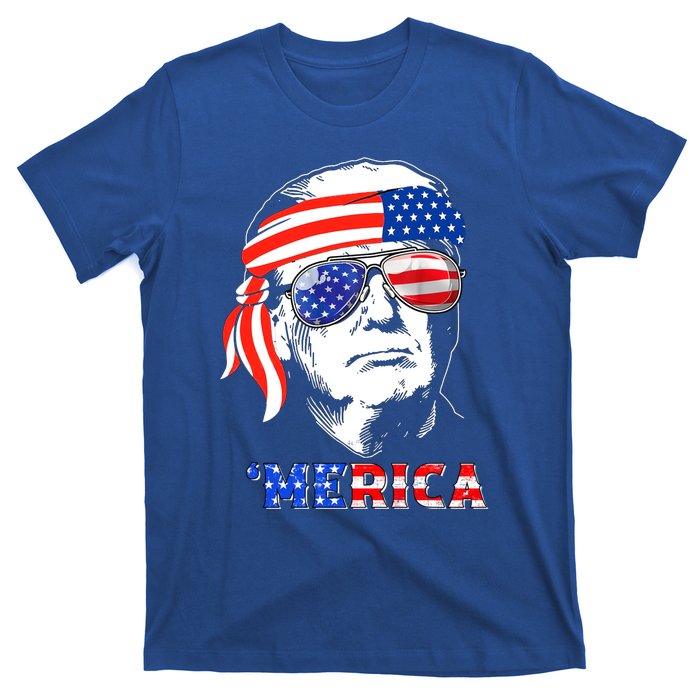 Merica Trump Happy 4th Of July Trump American Flag Gift T-Shirt