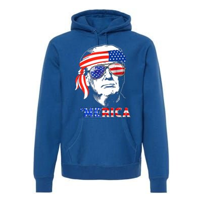 Merica Trump Happy 4th Of July Trump American Flag Gift Premium Hoodie