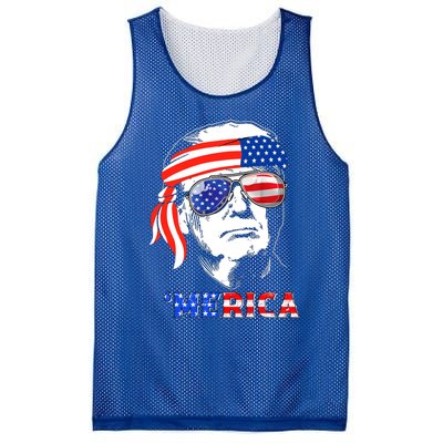 Merica Trump Happy 4th Of July Trump American Flag Gift Mesh Reversible Basketball Jersey Tank