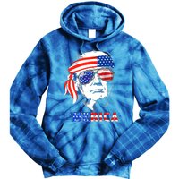 Merica Trump Happy 4th Of July Trump American Flag Gift Tie Dye Hoodie