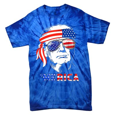 Merica Trump Happy 4th Of July Trump American Flag Gift Tie-Dye T-Shirt