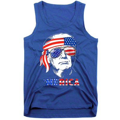 Merica Trump Happy 4th Of July Trump American Flag Gift Tank Top