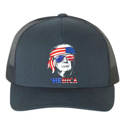 Merica Trump Happy 4th Of July Trump American Flag Gift Yupoong Adult 5-Panel Trucker Hat