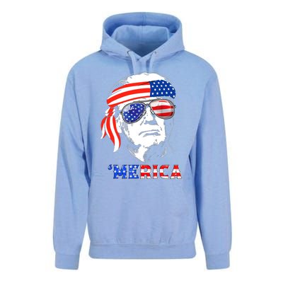 Merica Trump Happy 4th Of July Trump American Flag Gift Unisex Surf Hoodie