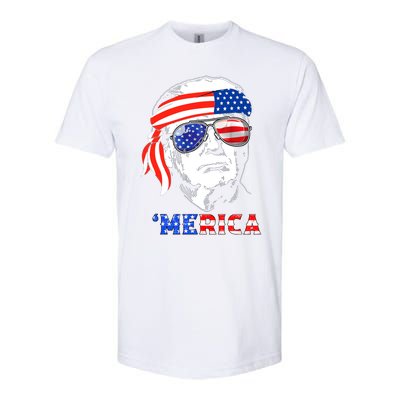 Merica Trump Happy 4th Of July Trump American Flag Gift Softstyle CVC T-Shirt