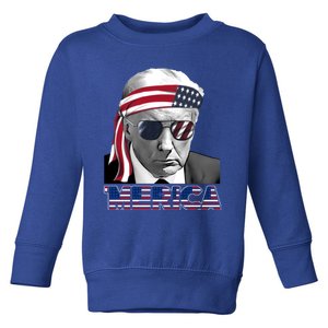 Merica Trump Happy 4th Of July Trump American Flag Gift Toddler Sweatshirt