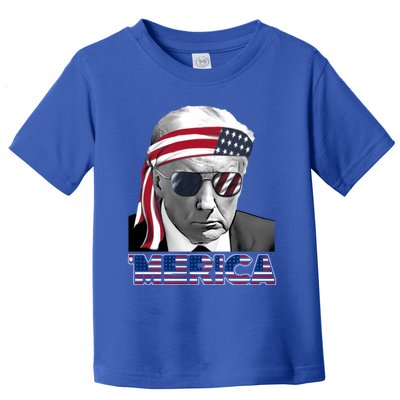 Merica Trump Happy 4th Of July Trump American Flag Gift Toddler T-Shirt