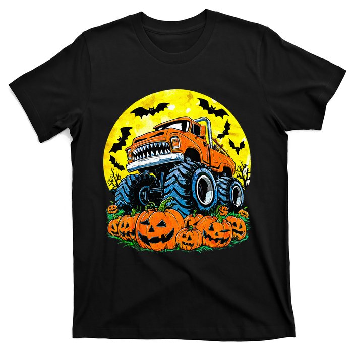 Monster Truck Halloween Jack O Lantern Moon Pumpkin T-Shirt