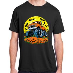 Monster Truck Halloween Jack O Lantern Moon Pumpkin Adult ChromaSoft Performance T-Shirt