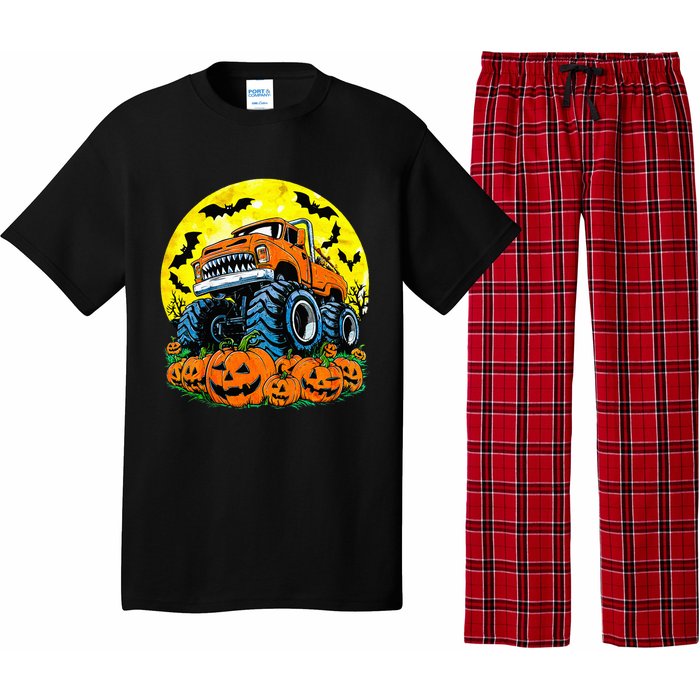 Monster Truck Halloween Jack O Lantern Moon Pumpkin Pajama Set