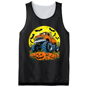 Monster Truck Halloween Jack O Lantern Moon Pumpkin Mesh Reversible Basketball Jersey Tank