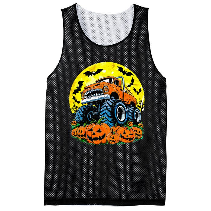 Monster Truck Halloween Jack O Lantern Moon Pumpkin Mesh Reversible Basketball Jersey Tank