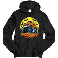 Monster Truck Halloween Jack O Lantern Moon Pumpkin Tie Dye Hoodie