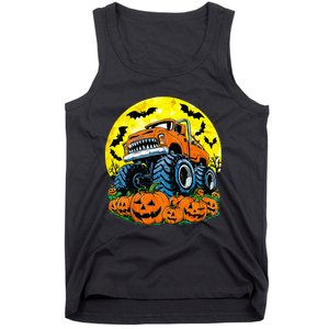 Monster Truck Halloween Jack O Lantern Moon Pumpkin Tank Top