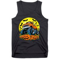 Monster Truck Halloween Jack O Lantern Moon Pumpkin Tank Top