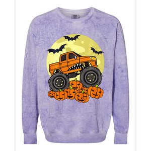 Monster Truck Halloween Moon Jack O Lantern Pumpkin Colorblast Crewneck Sweatshirt