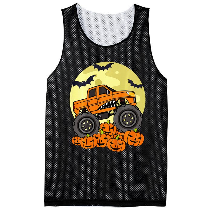 Monster Truck Halloween Moon Jack O Lantern Pumpkin Mesh Reversible Basketball Jersey Tank