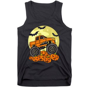 Monster Truck Halloween Moon Jack O Lantern Pumpkin Tank Top