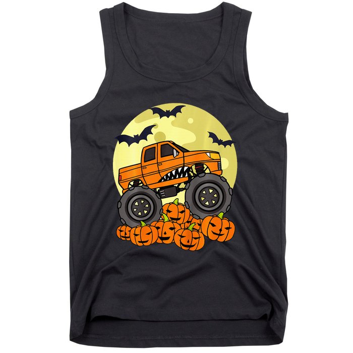 Monster Truck Halloween Moon Jack O Lantern Pumpkin Tank Top