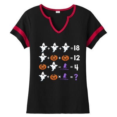 Math Teacher Humor Halloween Quiz Order Of Operations Ladies Halftime Notch Neck Tee