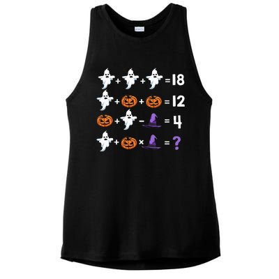 Math Teacher Humor Halloween Quiz Order Of Operations Ladies PosiCharge Tri-Blend Wicking Tank