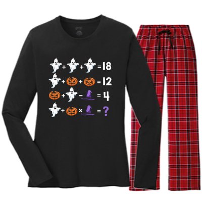 Math Teacher Humor Halloween Quiz Order Of Operations Women's Long Sleeve Flannel Pajama Set 