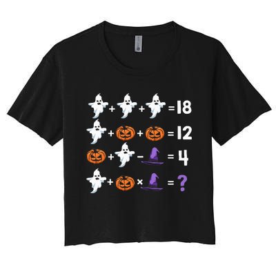 Math Teacher Humor Halloween Quiz Order Of Operations Women's Crop Top Tee