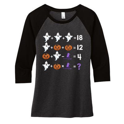 Math Teacher Humor Halloween Quiz Order Of Operations Women's Tri-Blend 3/4-Sleeve Raglan Shirt