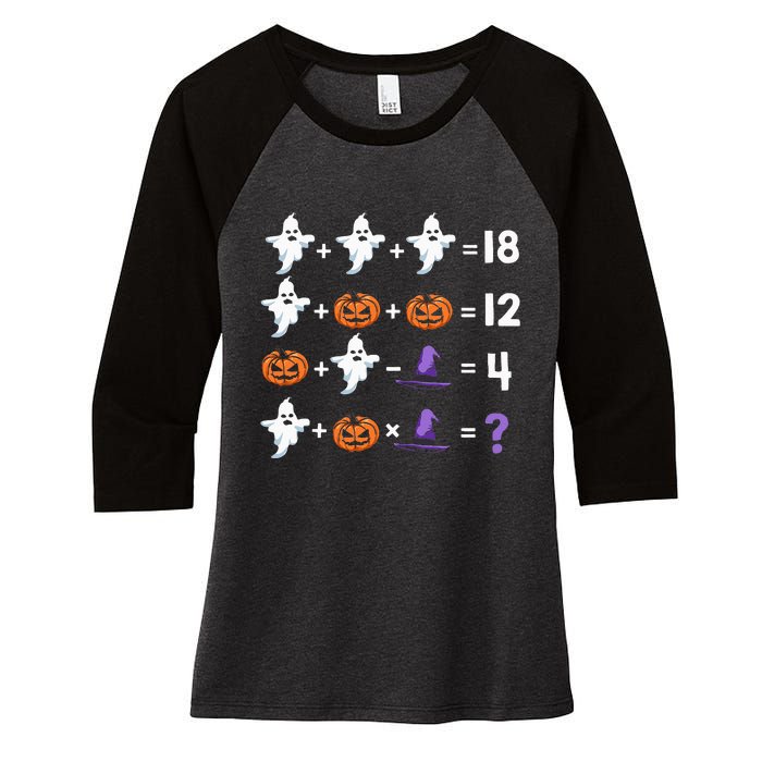 Math Teacher Humor Halloween Quiz Order Of Operations Women's Tri-Blend 3/4-Sleeve Raglan Shirt