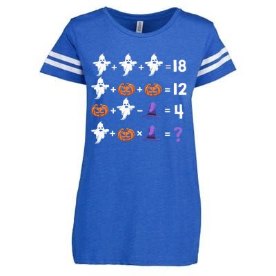 Math Teacher Humor Halloween Quiz Order Of Operations Enza Ladies Jersey Football T-Shirt