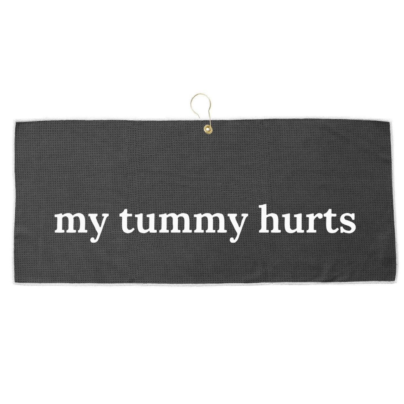 my tummy hurts Large Microfiber Waffle Golf Towel