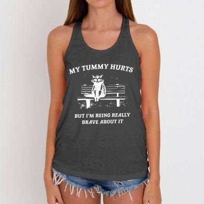 My Tummy Hurts But Im Being Really Brave About It Women's Knotted Racerback Tank