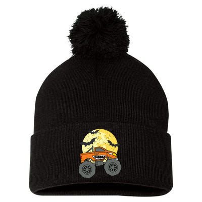 Monster Truck Happy Halloween Moon Pom Pom 12in Knit Beanie