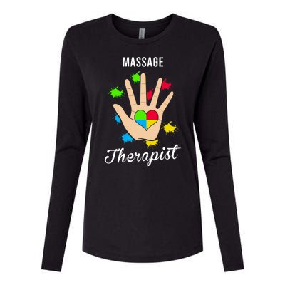 Massage Therapist Handprint Womens Cotton Relaxed Long Sleeve T-Shirt