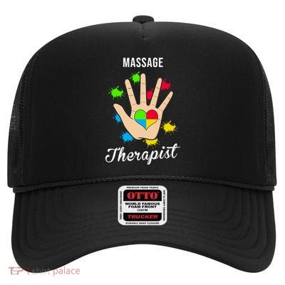 Massage Therapist Handprint High Crown Mesh Back Trucker Hat