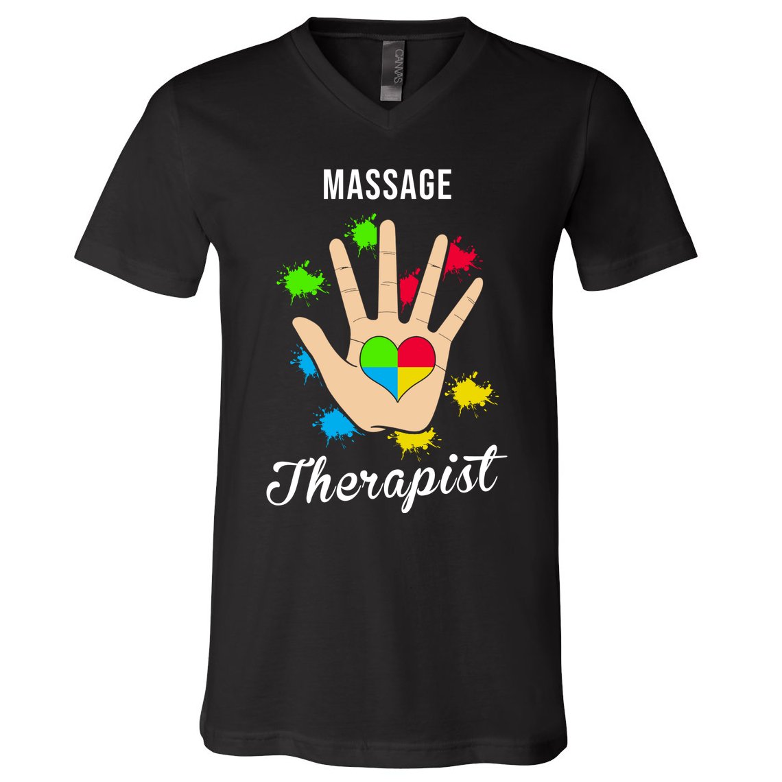 Massage Therapist Handprint V-Neck T-Shirt