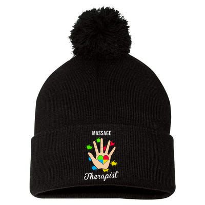 Massage Therapist Handprint Pom Pom 12in Knit Beanie