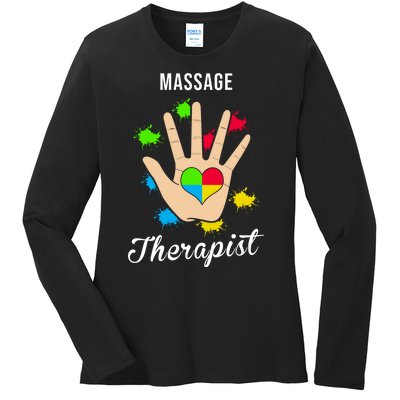 Massage Therapist Handprint Ladies Long Sleeve Shirt