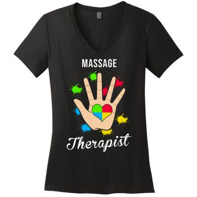 Massage Therapist Handprint Women's V-Neck T-Shirt