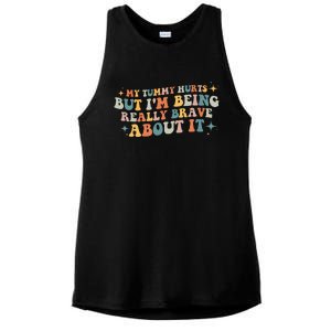 My Tummy Hurts But I'm Being Really Brave About It Retro Ladies PosiCharge Tri-Blend Wicking Tank