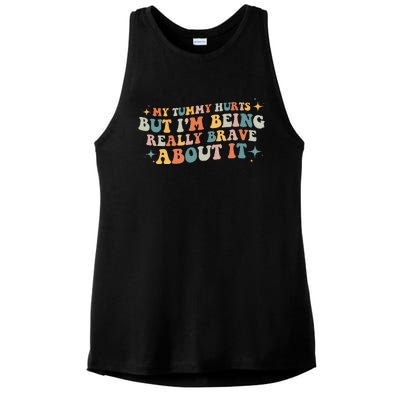 My Tummy Hurts But I'm Being Really Brave About It Retro Ladies PosiCharge Tri-Blend Wicking Tank