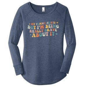 My Tummy Hurts But I'm Being Really Brave About It Retro Women's Perfect Tri Tunic Long Sleeve Shirt