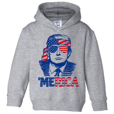 Merica Trump Happy 4th Of July Trump American Flag Fun Toddler Hoodie